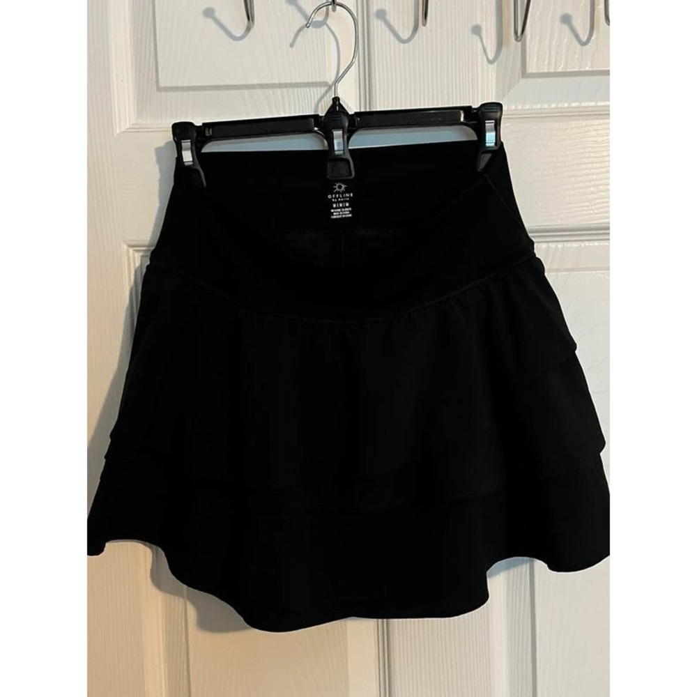 Offline by Aerie Black Maggie Ruffle Tennis Skirt/Skort